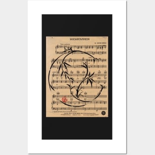 Remember - Sumie Enso Ink Brush Painting on Vintage Sheet Music - Irving Berlin Posters and Art